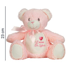 peluche ours rose personnalisée