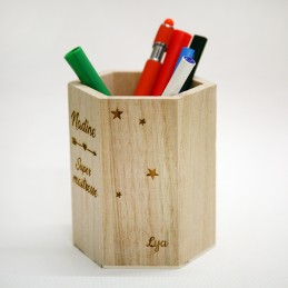 Pot à crayon pour le bureau en bois personnalisable