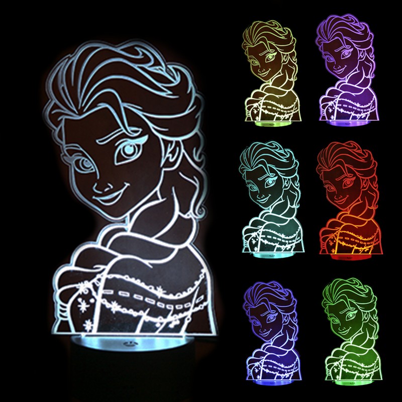 Lampe Reine des Neiges Personnalisée - Lampe Led 3D Reine des Neiges - Veilleuse  Reine des Neiges personnalisée