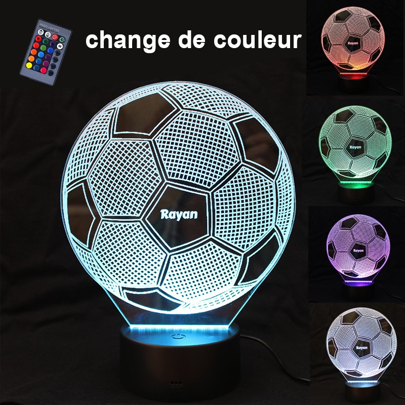 Lampe 3D Ballon de Foot avec socle au choix ! - LampePhoto