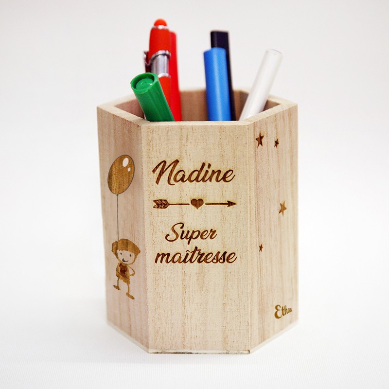 Porte-stylo en bois en forme de crayon, porte-crayon, porte-crayon, cadeau  de fin d'année, cadeau professeur, cadeau de rentrée scolaire -  France